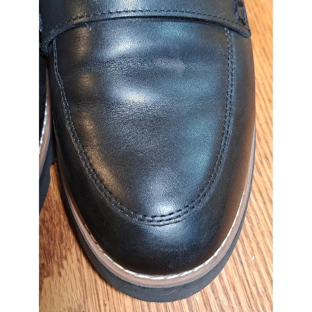 Vionic Cheryl II Black Leather Penny Loafers Slip-On Flat Shoes 9.5